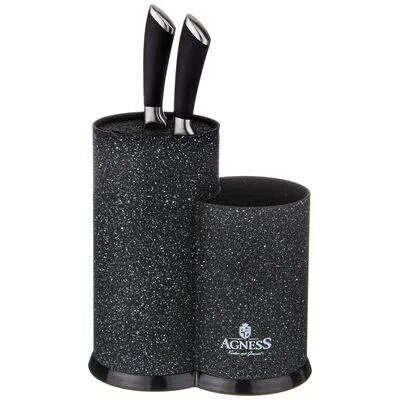 Подставка для ножей Agness "Black marble" универсальная, 20х12х22 см