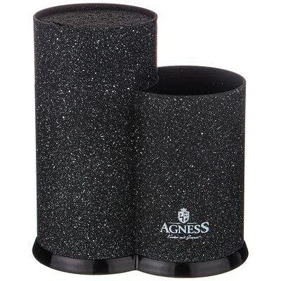 Подставка для ножей Agness "Black marble" универсальная, 20х12х22 см