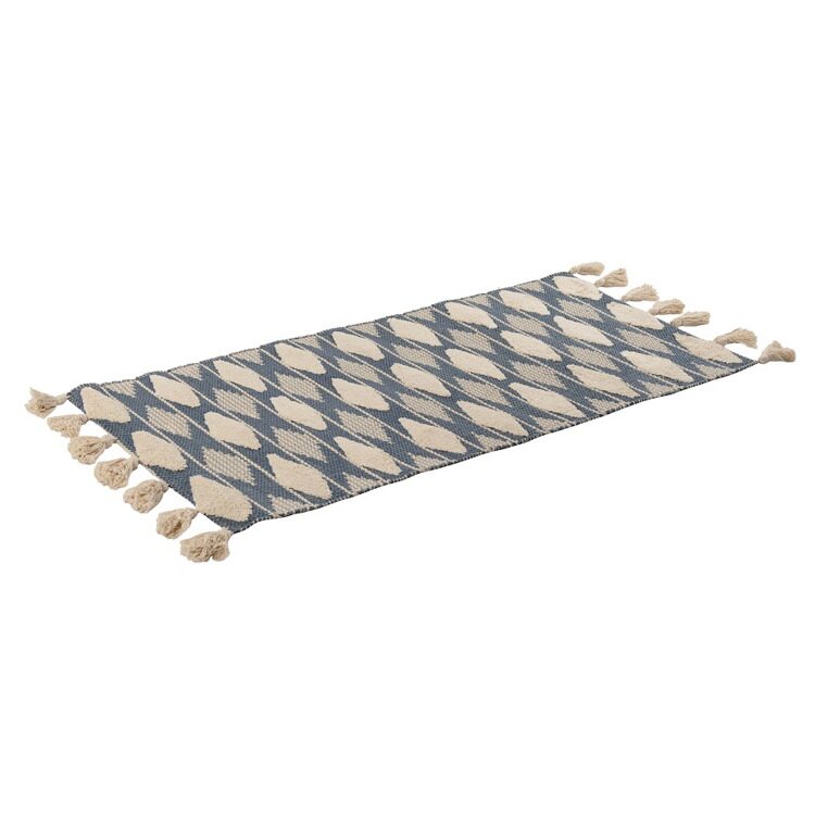 Ковер из хлопка Tkano синего цвета Argyle из коллекции Ethnic, 70х160 см