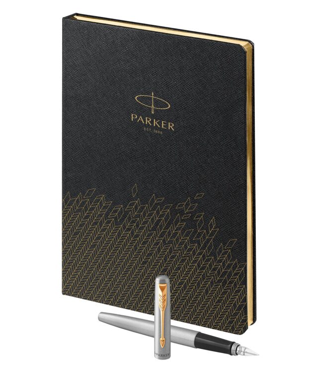 Подарочный набор: Ручка перьевая Parker Jotter Stainless Steel GT, Mblue и Ежедневник  недатированны