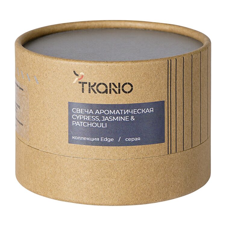 Свеча ароматическая Tkano Cypress, Jasmine & Patchouli из коллекции Edge, серый, 30 ч