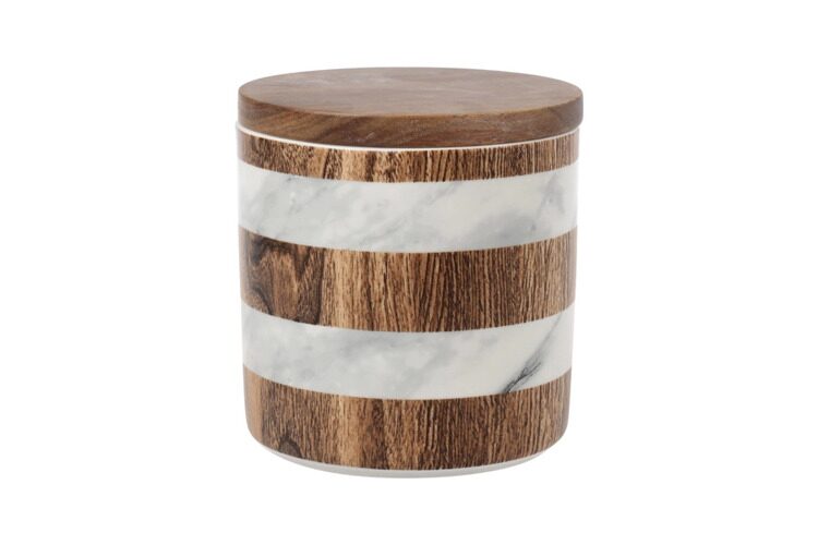 Банка для сыпучих продуктов Home & Style, 700 мл, фарфор P/бамбук, коричневая, Wood&Marble