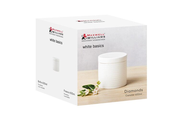Банка для сыпучих продуктов Maxwell & Williams, 600 мл, фарфор P, белая, Diamonds