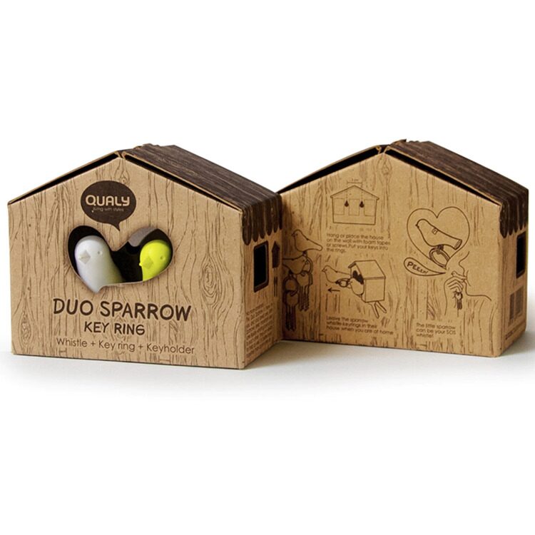 Держатель для ключей QUALY Duo Sparrow, коричневый/белый/голубой