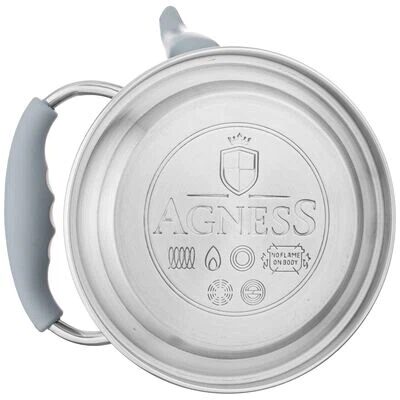 Чайник Agness с фильтром, 1,0 л c индукционным капсульным дном и складывающейся ручкой, цвет серый