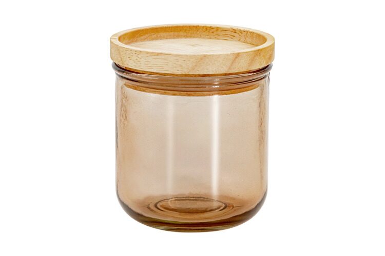 Банка для сыпучих продуктов SAN MIGUEL, 350 мл, стекло/дерево, коричневая, Jars