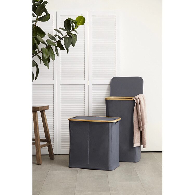 Корзина для белья с двумя отделениями Smart Solutions Neat Twin, 53,5х33х53 см, серая