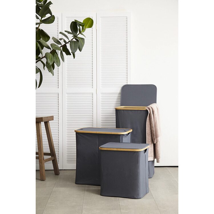 Корзина для белья с двумя отделениями Smart Solutions Neat Twin, 53,5х33х53 см, серая
