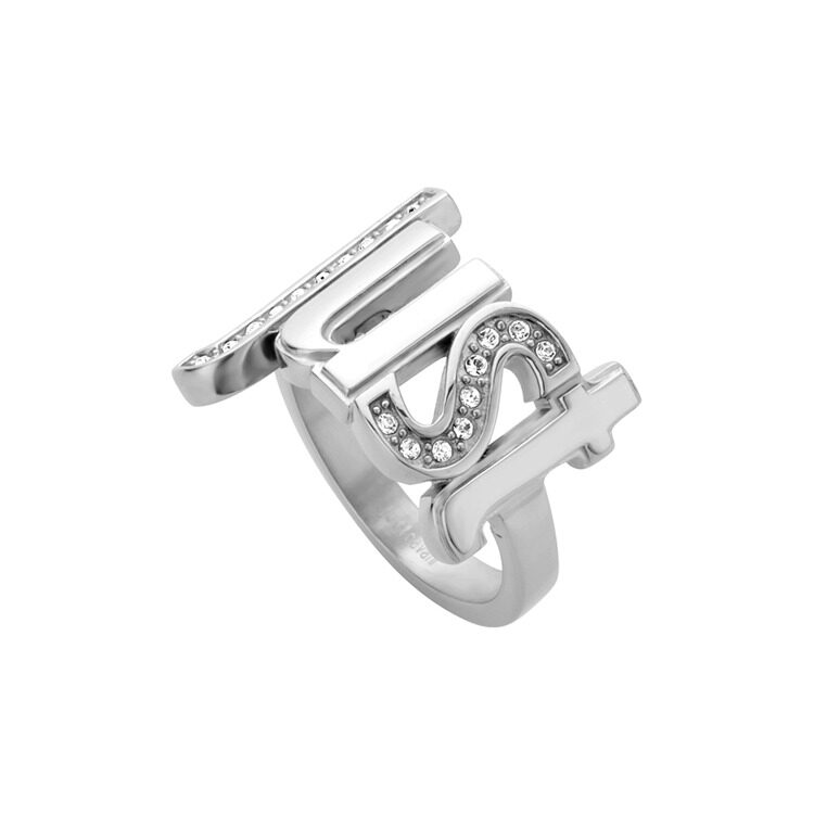 Кольцо Just Cavalli JCRG00600107 , сталь, вставки из прозрачных кристаллов, размер 17