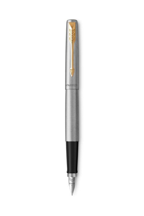Подарочный набор: Ручка перьевая Parker Jotter Stainless Steel GT и Ежедневник золотистый недатирова