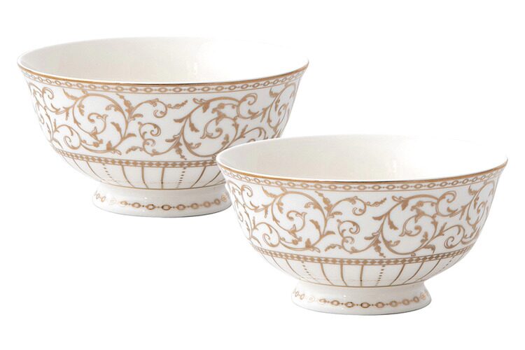 Пиала Pozzi Milano 1876, 11х6 см, 2 шт, фарфор N, белая, с золотистым орнаментом, Golden