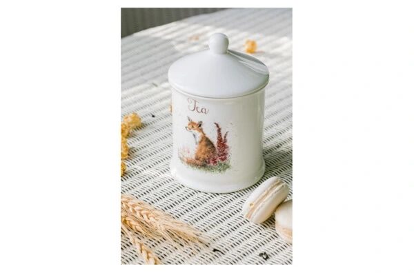 Банка для чая с крышкой Royal Worcester Забавная фауна Лиса 10х14,5 см, фарфор костяной