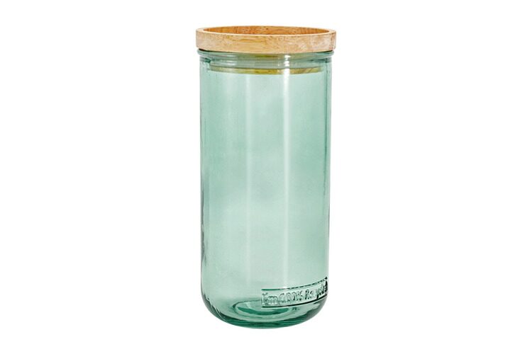 Банка для сыпучих продуктов SAN MIGUEL, 820 мл, стекло/дерево, зеленая, Jars