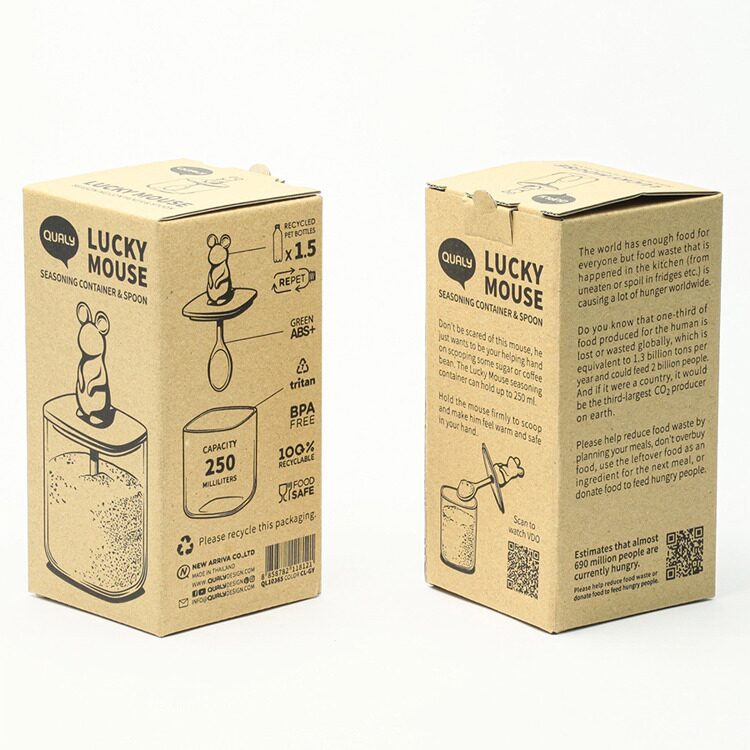 Банка для сыпучих продуктов QUALY Lucky Mouse Seasoning с ложкой, 250 мл
