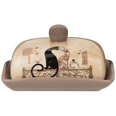 Масленка Agness "Парижские Коты" 17х12,5х9 см