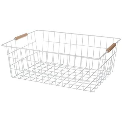 Корзина с деревянными ручками белая , Agness, 42х30,5х15,5 см