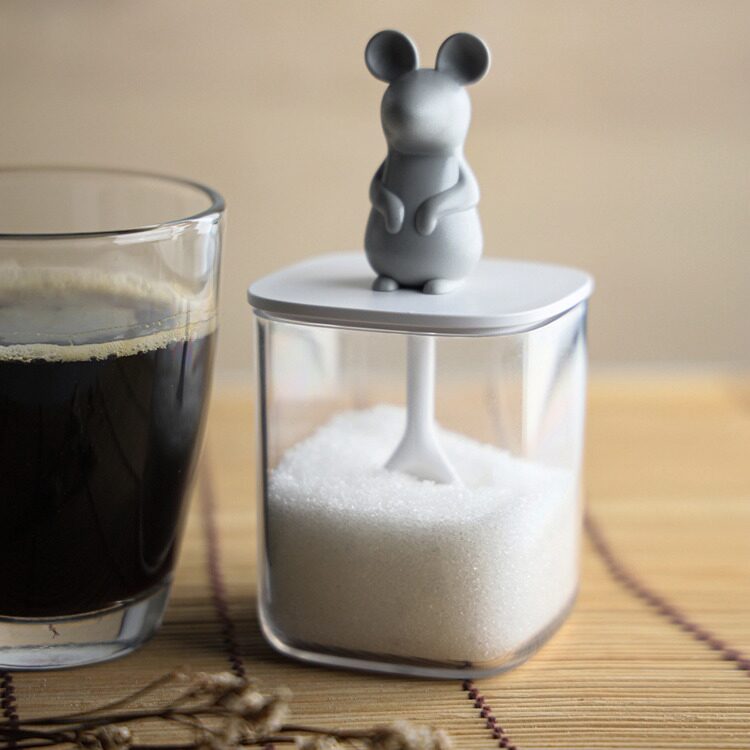 Банка для сыпучих продуктов QUALY Lucky Mouse Seasoning с ложкой, 250 мл